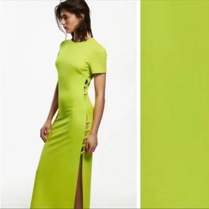 Brand new with tags Zara XS Lime Green Midi Cut Out Dress